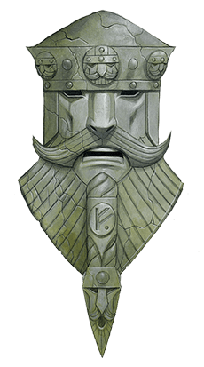 Depiction of a statue representing a dwarven paragon